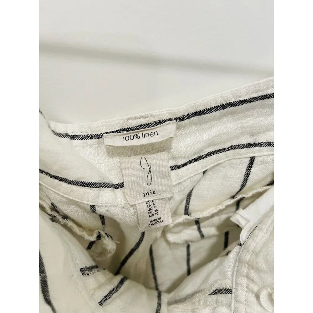 JOIE 100% Linen Striped Loose Wide Leg Pants Pockets Lightweight Breathable Sz 6 - Picture 4 of 7